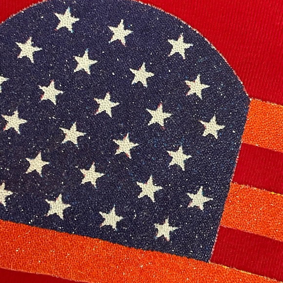 SML Sport red Stars Stripes heart tshirt cotton size small glitter graphic tee - Picture 11 of 11